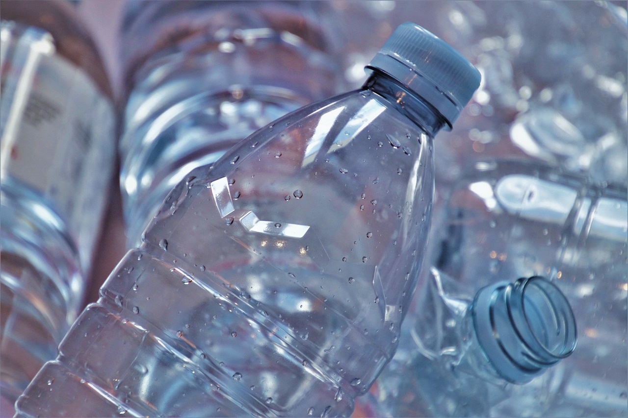 Closeup of plastic drinking bottles