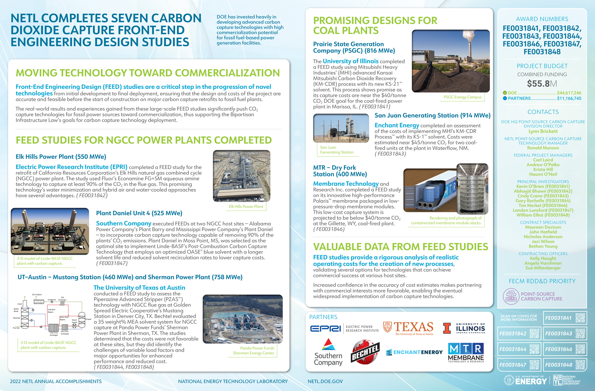 NETL Completes Seven Carbon Dioxide Capture Front-End Engineering Design Studies