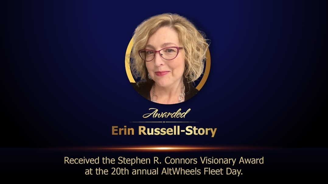 Erin Russell-Story, an NETL project manager who has dedicated much of her career to advancing the use of alternative fuel vehicles, received the Stephen R. Connors Visionary Award at the 20th annual AltWheels Fleet Day, the largest meeting of corporate and municipal fleet managers on the East Coast.