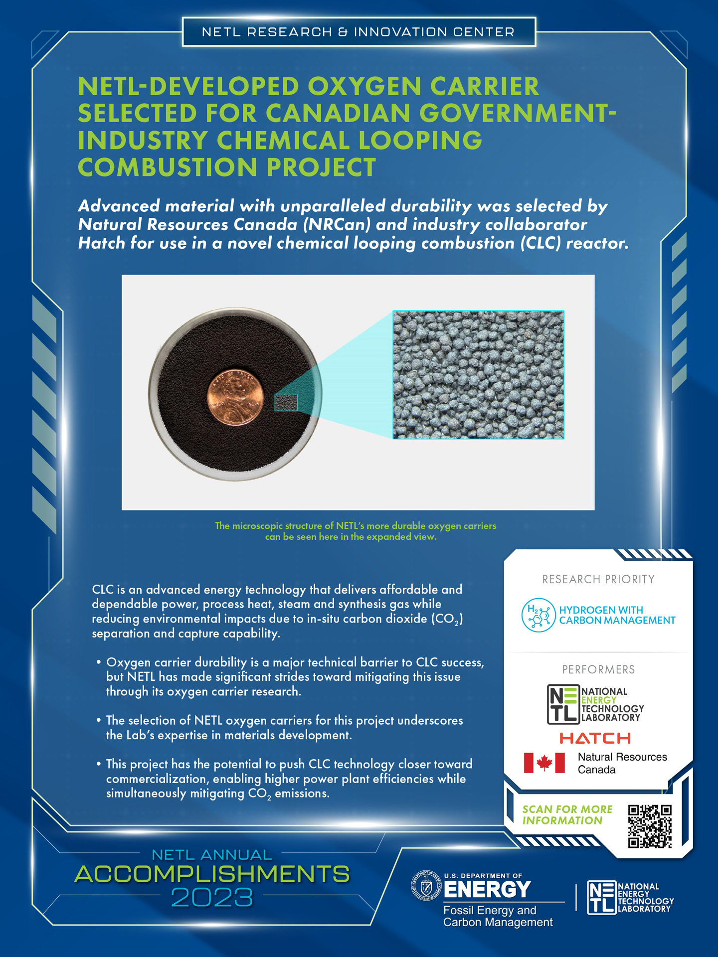 NETL-Developed Oxygen Carrier Selected for Canadian Government- Industry Chemical Looping Combustion Project
    