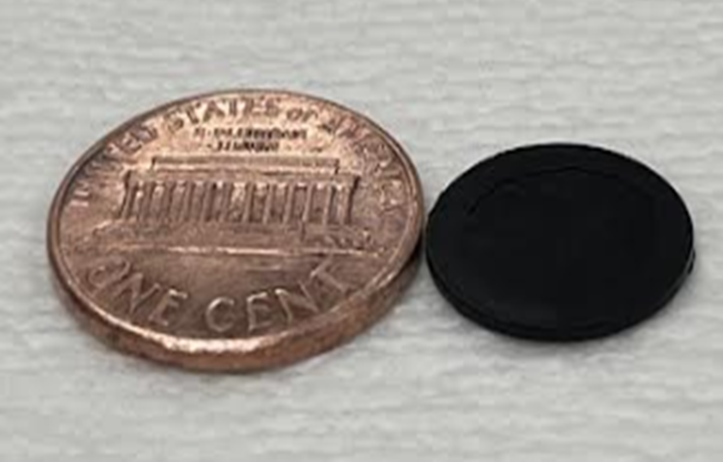 Compressed NETL 3DG electrode in comparison to one cent coin