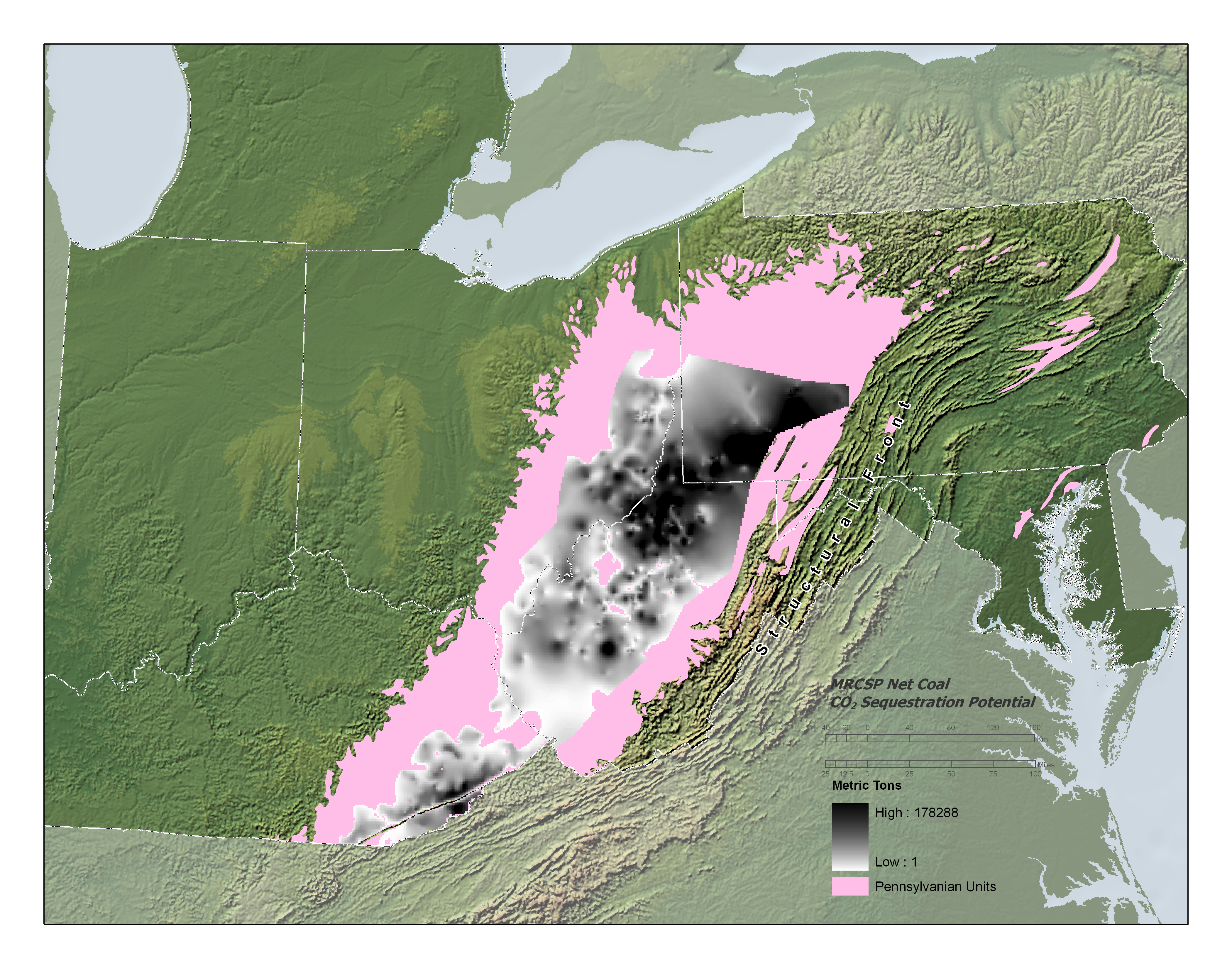 (Figure7) Unmineable coal seams in the MRCSP region.