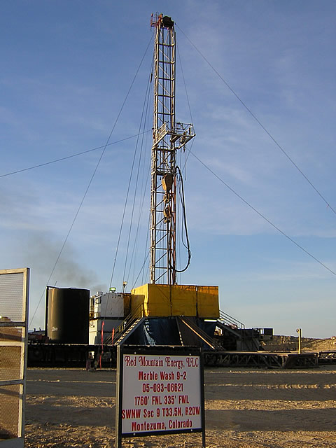 The rig drilling Marble Wash 9-2 well based on the seismic survey