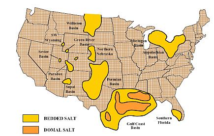 U.S. bedded and domal salt formations