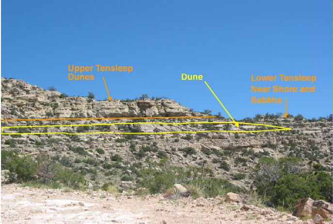 Outcropping of Upper and Lower Tensleep formations in the study area.