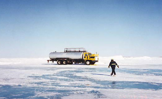 Construction of ice roads is crucial for Alaskan North Slope operators to gain access to the slope for exploration and development in an economic and environmentally sound manner.