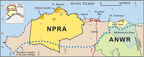 Location of the National Petroleum Reserve-Alaska.