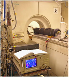 Experimental system shown with reactor vessel inside of CT scanner