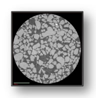 Thresholded micro CT image: sand mixed with analogue plastics
