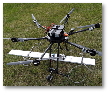 A picture of a drone with six arms