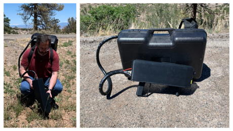Sam Clegg of the Los Alamos National Laboratory tests a portable system to find concentrations of rare earth elements. Clegg is the project’s principal investigator.