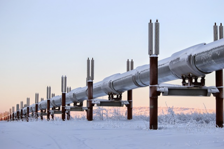 An above ground oil pipeline.