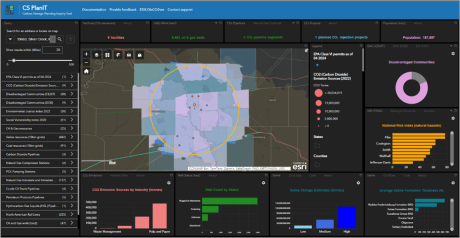 A screenshot of the Carbon Storage Inquiry Tool in use.