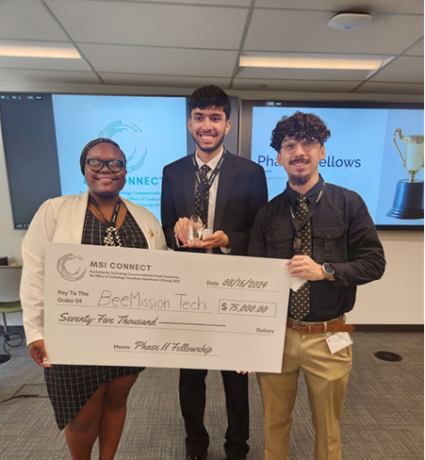 Interns, left to right, Charrel Williams of Southern University at New Orleans, Ahmad Zaman of West Virginia State University and Diego Costoso of the University of Puerto Rico.