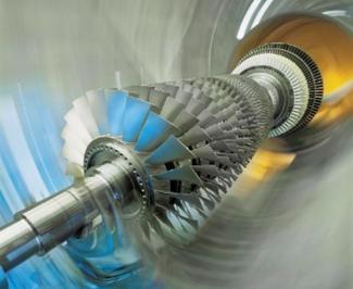 Illustration of a turbine spinning rapidly.