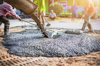 Cement being laid