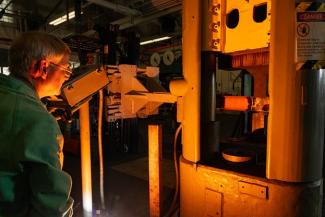 NETL’s Paul Jablonski working in the Thermo-Mechanical Processing Laboratory at NETL’s Albany, Oregon, site.